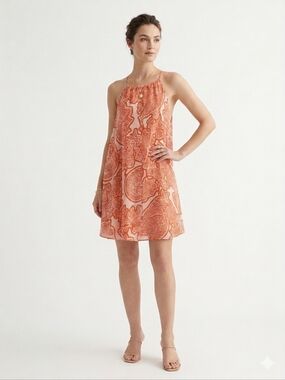 Michael Kors Womens Silk Paisley Halter Swing A-Line Flowy Mini Dress SIze XS